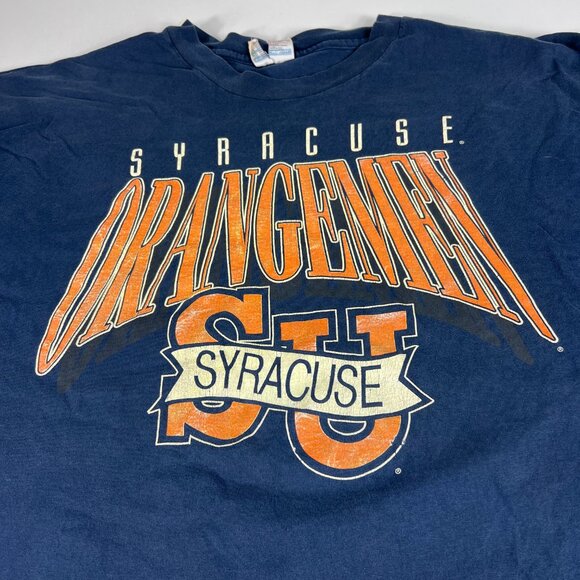 VTG 90s Syracuse Orangemen Shirt Extra Extra Large Blue Faded Single Stitch Tee - Picture 4 of 12